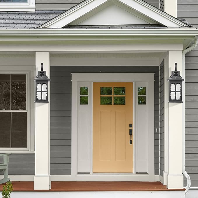 Darkaway 2pcs Large Outdoor Wall Light 22inch Exterior Light Fixture with Water Ripple Glass Aluminum Outside Lights Sconces Exterior Lighting for House Porch Patio Doorway