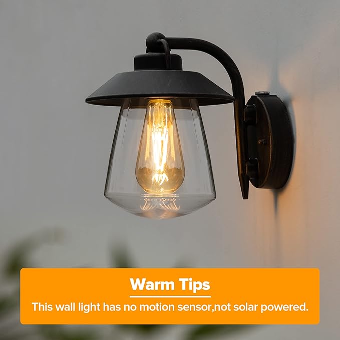 LUTEC Outdoor Dusk to Dawn Wall Lantern Farmhouse Barn Wall Light Fixture Antique Rust Finish Wall Mount Light Waterproof Porch Light with Clear Glass for Exterior Patio(Bulb Included)
