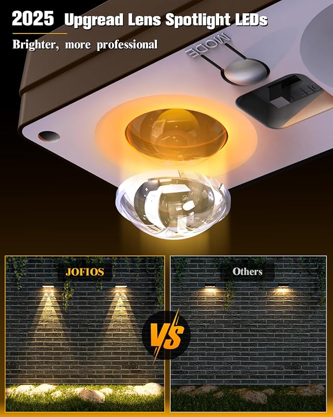 Solar Fence Lights 12 Pack Brown 50 Lumens Outdoor Fence Lights Solar Powered with 12 Modes RGB Color Glow LED Deck Lighting Outdoor Waterproof IP65 Backyard Deck Porch Railing Pool Wall