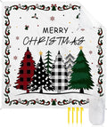 Beach Blanket Waterproof Sandproof OversizedMerry Christmas Xmas Tree Beach Mat with Corner Stakes Sand PocketsWinter Snowflakes Holly Berries on White Outdoor Picnic Mat for Travel 95x80In