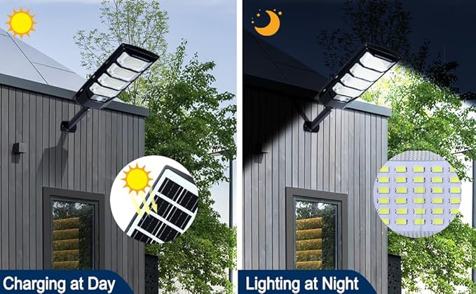 Solar Lights Outdoor Waterproof 2 Pack Solar Street Lights 12000 Lumen with Motion Sensor Flood Security Light with Remote Control Dusk to Dawn Commercial Lighting for Yard Path 192LED