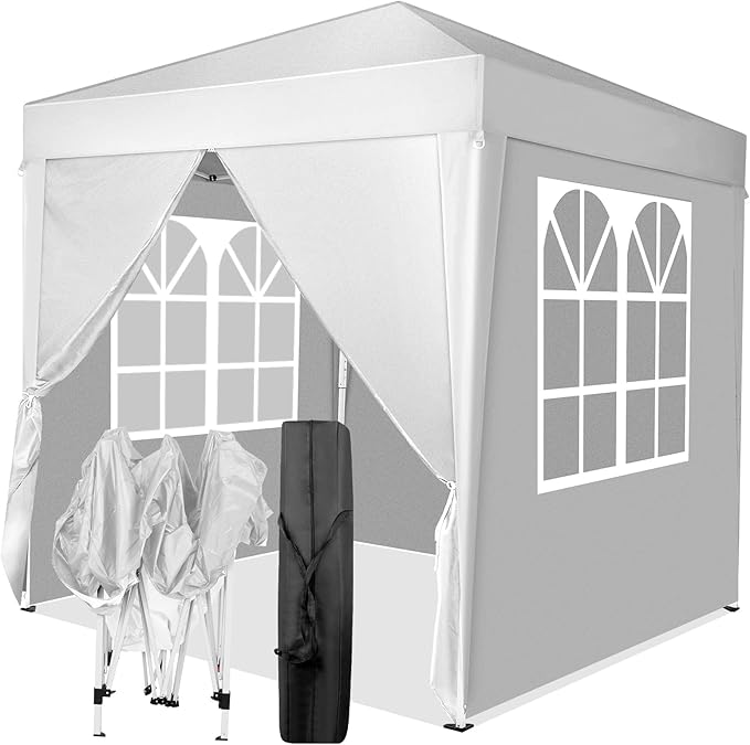 6.5x6.5ft Pop Up Canopy Tent Outdoor Tent Canopy Foldable Portable Canopies for Camping Patio Easy Up Gazebo Canopy with Carry Bag White