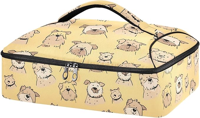Casserole Carrier Lovely Cute Dogs PatternInsulated Casserole Carrier for Hot or Cold Food Thermal Lunch Tote for Potluck Parties Picnic Beach Fits 9 x 13 Inches Baking Dish