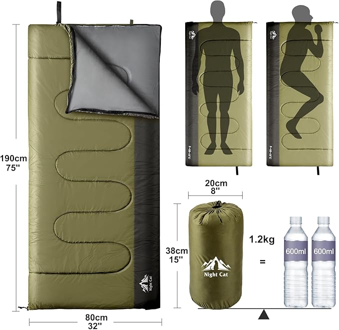Night Cat Camping Cot Tent with Self-Inflating Sleeping Pad and Camping Sleeping Bag Waterproof 1-Person Off-Ground Combo Cot Bed for Adults Portable Easy Set-up Tent