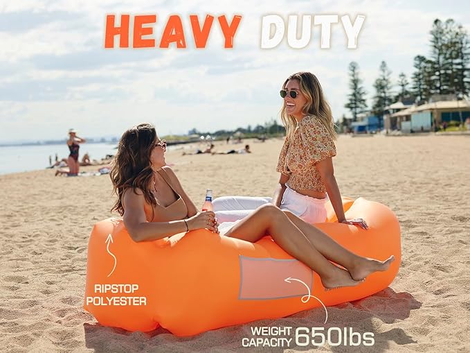 WEKAPO Inflatable Couch Air Lounger Chair - Camping &amp Beach Accessories Portable Blow up Sofa for Hiking Lawn Indoor/Outdoor Movies &amp Music Festivals. Lightweight and Easy to Set Up Air Ham