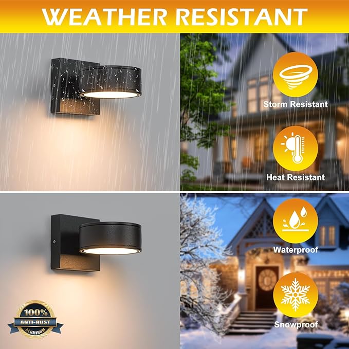 Modern Aluminum Porch Sconce Lights - LED Exterior Wall Sconce Waterproof 8W 3000K for Garage Enterway