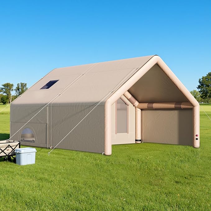 SPECRAFT Canvas Bell Yurt Tents &amp Inflatable Tent for Camping Waterproof Glamping Tent with Stove Jack Breathable Mesh Snowproofing Spacious 4-Season Family Shelter for Outdoor Camping Partie
