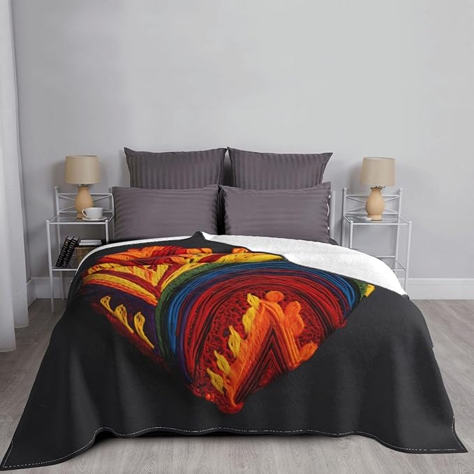 Love Flag Soft Fleece Blanket 60 * 50 inch Soft Sofa Blanket Suitable for Sofa Camping Travel Night Cover Blanket