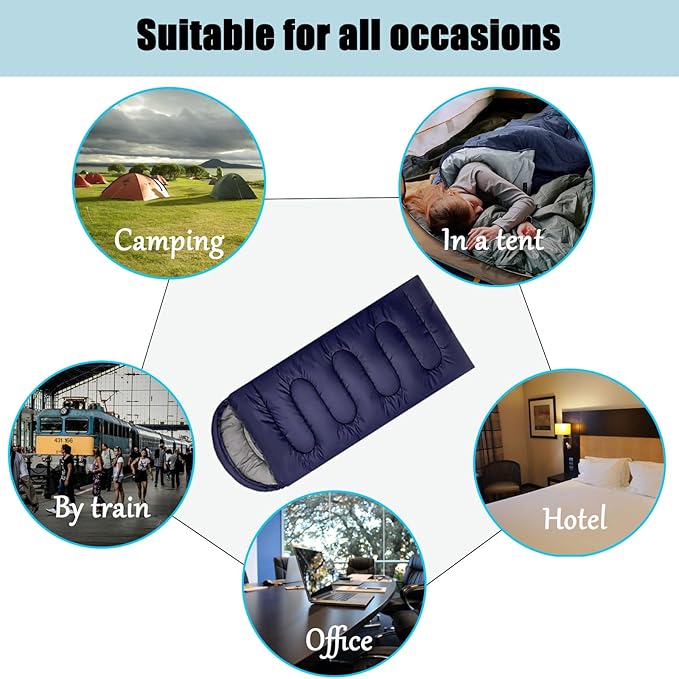 SNZ All-Season Lightweight Sleeping Bag - Mummy Camping Sleeping Bag for Adults &amp Kids Camping Essentials Warm &amp Cold Weather for Hiking Backpacking