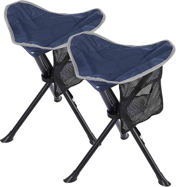 REDCAMP 2 Pack Folding Camping Stools for Adults Heavy Duty Lightweight Portable Tripod Chairs Seats for Fishing Hunting Backpacking Traveling Blue