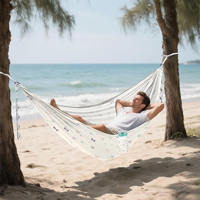 Camping Hammock Outdoor Hammocks for Outside Bow Love Heart Beach Trees Portable Lightweight with Pockets Tree Straps Indoor