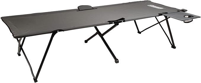 Coleman Pack-Away Big ‘n Tall Camping Cot with Removable Side Table Extra Wide Cot Fits Adults up to 6ft 6in or 300lbs Carry Bag Included