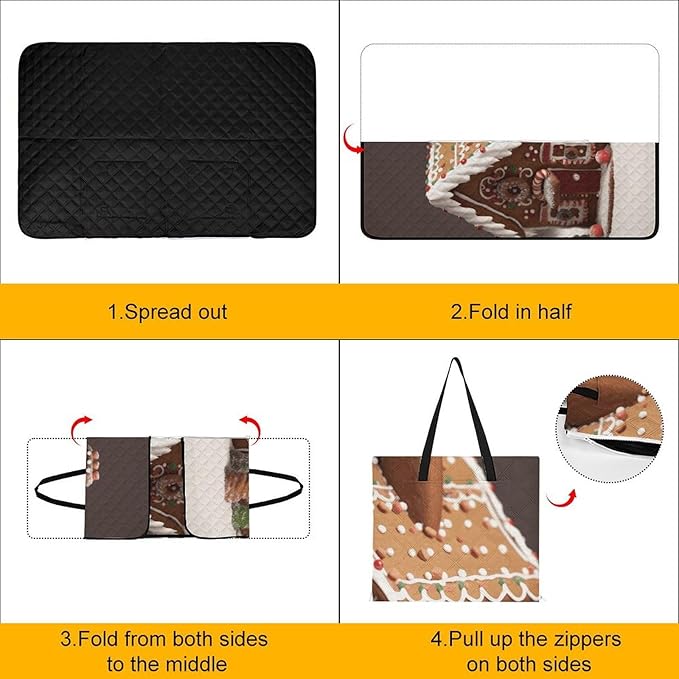 Zipper Gingerbread House Style Picnic Mat Suitable for Travel Camping Park Or Home Use