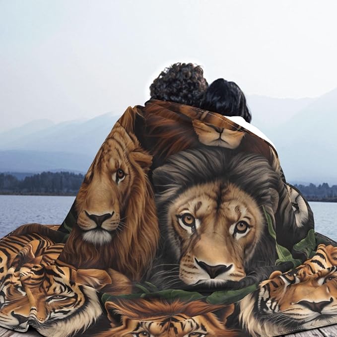 King of The Jungle Soft Fleece Blanket 60 * 50 inch Soft Sofa Blanket Suitable for Sofa Camping Travel Night Cover Blanket