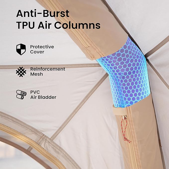 ABORON 2/6/8/10/12 Person Inflatable Camping Tent Easy Setup Blow Up Tent with Hand Pump PU3000mm Waterproof &amp Breathable 4 Season Glamping Tent for Outdoor Camping