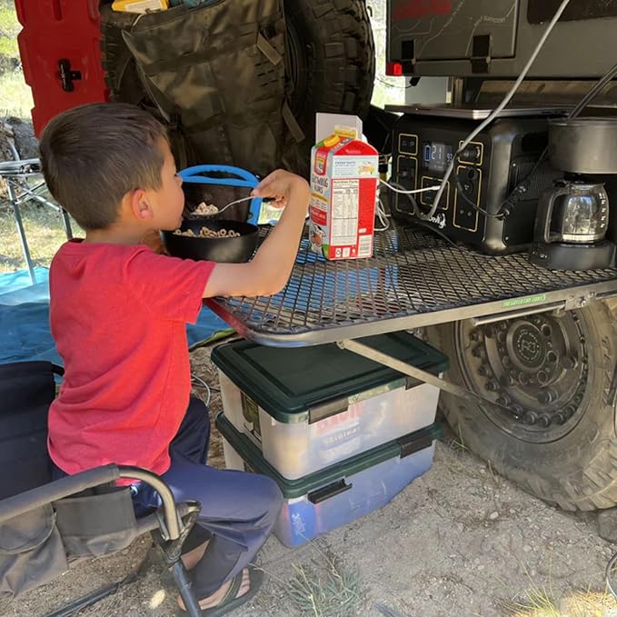 Tire Table Large Aluminum Camping Table for Camp Travel Tailgating Overlanding and Outdoor Work | Installs within Seconds | Stable and Leveled | 33.5 x 28 x 1.5