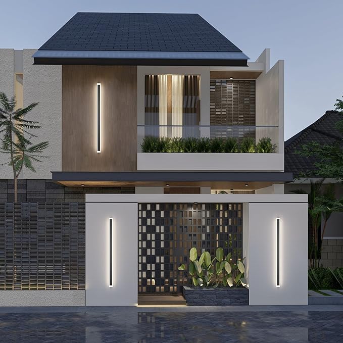 56In Long Outdoor Wall Light 4000K Dimmable IP65 Waterproof Linear Outdoor Light Modern Exterior Wall Lighting for Porch House