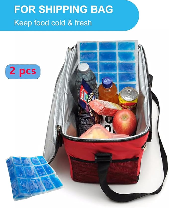 SportEmblema Reusable Ice Pack for Lunch Boxes 2 Pack Large Ice Pack Blanket Cooler Easy to Cut Ice Sheet for Lunch Bag 14.76x10.43 Long Lasting Freeze Ice Packs for Meal Prep Non-Toxic BPA Free