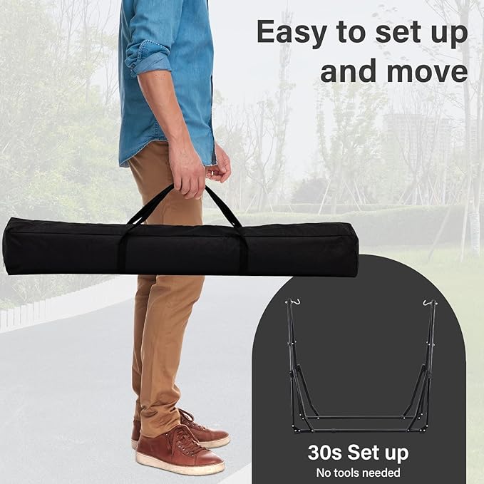 GDY Hammock Chair with Stand 550 lb Capacity Easy Set Up with Carrying Bag Portable for Travel/Backpacking/Beach/Backyard Black.