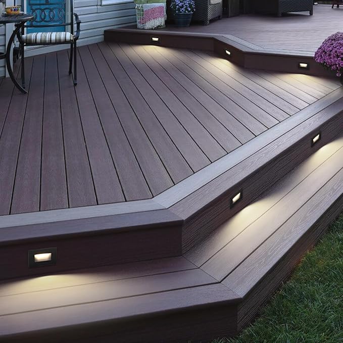 LEONLITE 12-Pack Black 5CCT 120V LED Step Lights 150LM 5%-100% Dimmable Stair Lights Indoor Outdoor Wet Location CRI90+ &amp ETL 2700K/3000K/3500K/4000K/5000K Aluminum Staircase Lights
