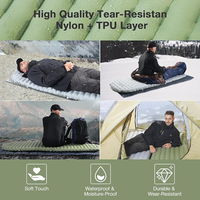 Self Inflating Sleeping Pad for Camping with Inflating Bag Compact Lightweight Camping Mat Outdoor Backpacking Hiking Traveling Airpad Camping Air Mattres