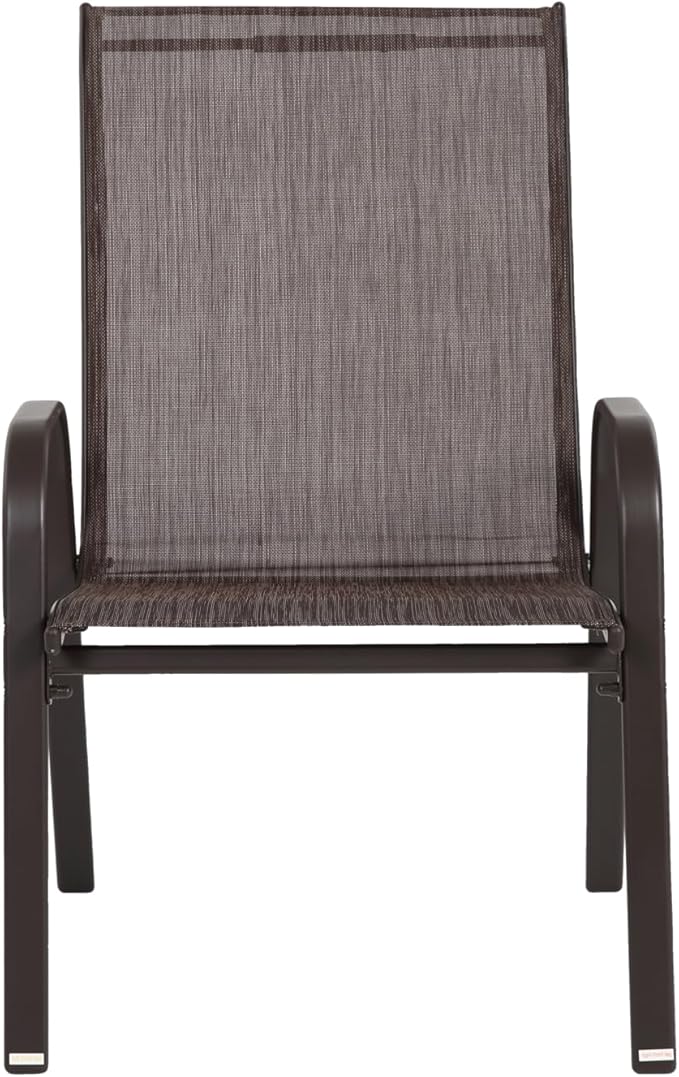 Set of 2 Outdoor Patio Chairs for Relaxation and Comfort Breathable Design for Garden Beach or Camping Brown