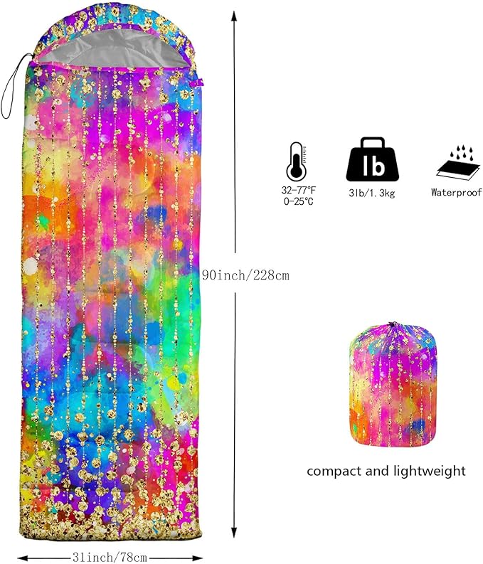 Kids Sleeping Bag for Boys GirlsWestern Cowboy Print-Lightweight Warm Portable Outdoor Indoor-Waterproof Cold Weather Resistant Sleeping Bag for Camping Hiking