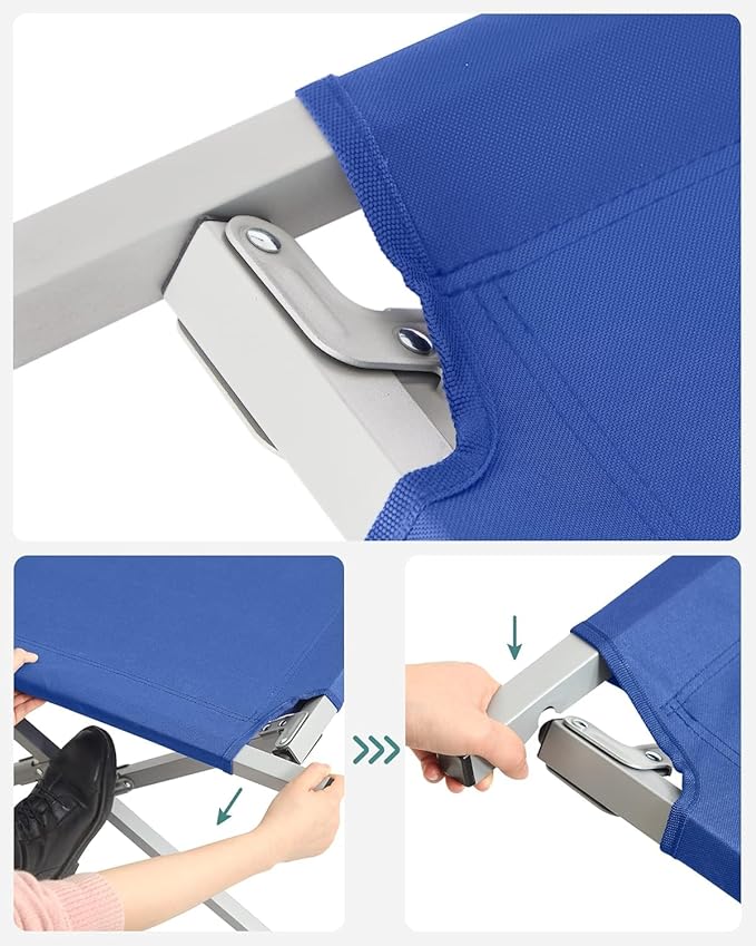 Camp Bed Portable Folding Camping Cot for AdultsIndoor Outdoor Portable Sleeping Cot for Hiking Camping with Carrying Bag (Blue)