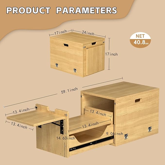 Haddockway Overland Kitchen Slide-Out SystemAll-in-One Folding Camping Table with Storage Drawer for SUV Camp Kitchen Box for Outdoor Cooking Picnic Overlanding Travel