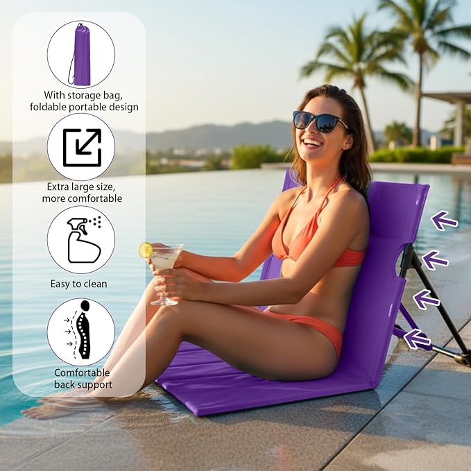 Jetec Foldable Floor Backrest Chair Portable Camping Chair with Storage Bag Light Weight Lazy Seat for Indoor Outdoor Bed Ground Park Lawn Concerts Beach Hiking