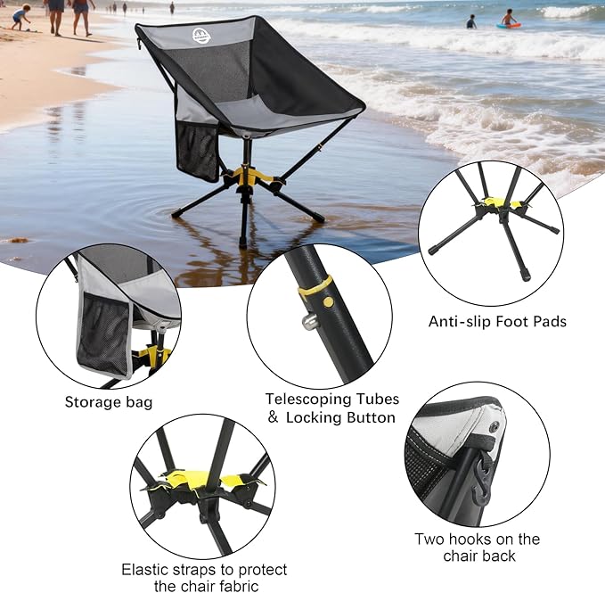 ADSMART Portable Camping Chair Lightweight Folding Chair for Camping - Outdoor Chair Supports 300 Lbs - Camp Chair Outdoor Adventures