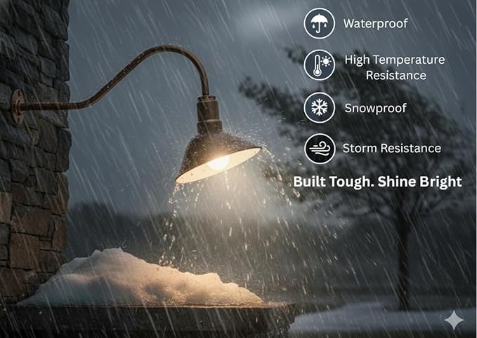 AGB101-AS20-BZ Gooseneck Barn Light - Bronze Outdoor Dome with Incandescent Downlight | Wall-Mount Fixture for Patios Gardens Pathways and Large Outdoor Living Spaces