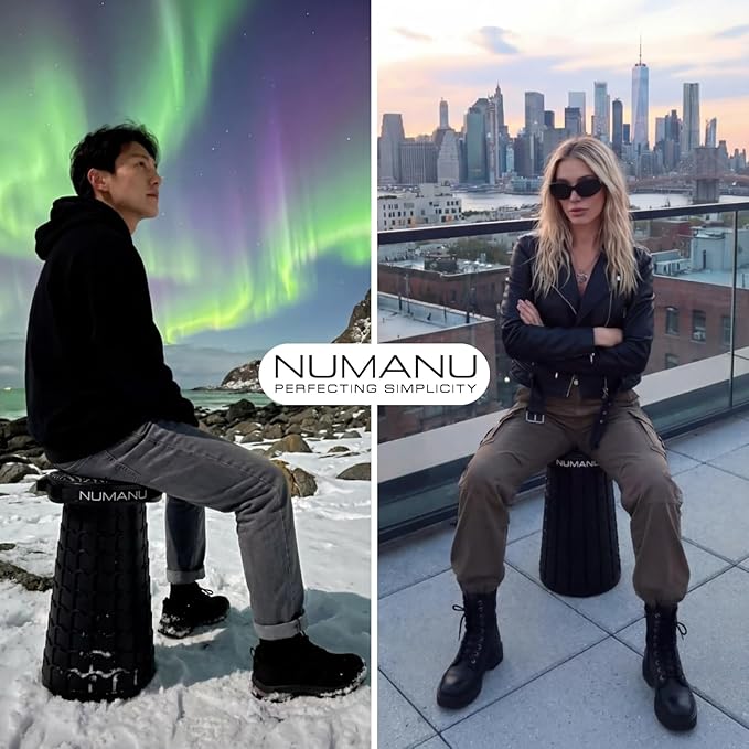 NUMANU 2026 Upgraded XXL Collapsible Stool with Cushion &amp Bag 1000lbs Max Weight 19.7 Heavy Duty Portable Retractable Telescoping Folding Seat Chair or Travel Footrest
