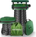 Folding Camping Stool Square Collapsible Portable Stool with Elastic Seat Cushion&amp Adjustable Nylon Bag Sturdy Lightweight Telescoping FoldableMax Load 485lb (Green)