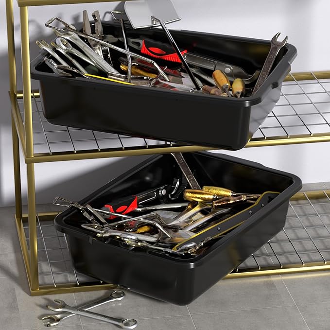 Sandmovie 4 Packs Commercial Restaurant Bus Tub Large 32 L Plastic Bus Boxes Black