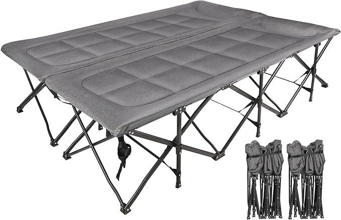 REDCAMP 2 Person Extra Wide Camping Cots for Adults 500lbs 59 W Oversized Heavy Duty Sleeping Cots XXXL Cots Portable for Indoor Office Outdoor Grey