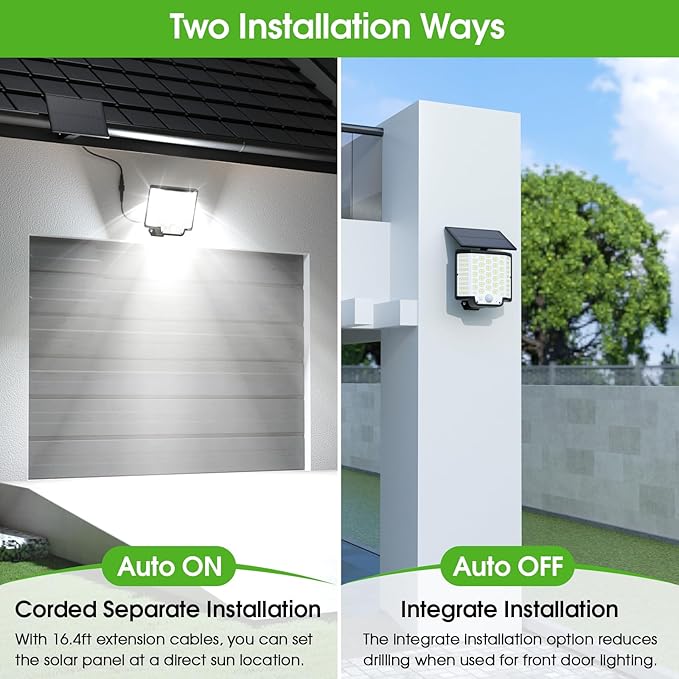 Solar Lights Outdoor Waterproof 186 Bright LEDs Dusk to Dawn Motion Security Flood Lights with Remote for Outside GarageYardPatio 4 Pack