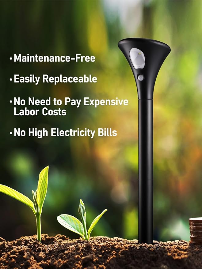 LEONLITE 8-Pack LED Solar Powered Motion Sensor Pathway Lights Battery Powered Outdoor Solar Landscape Lights Walkway Light for Yard Garden Lawn All Night Long Lighting 6500K Pure White