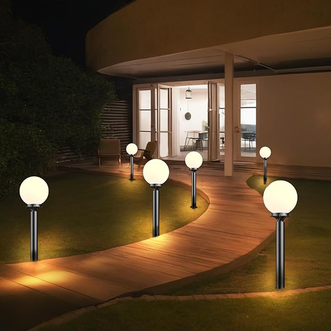 Lightdot 23'' Globe Outdoor Lamp Post Light IP65 Waterproof Street Yard Lamp Post for Outside Black Pole Outdoor Post Light Fixtures for Garden Patio Driveway(E26 LED Bulb Included)-2Pack