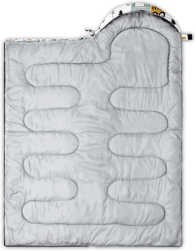 Kids Sleeping Bag for Boys GirlsConstruction Truck Print-Lightweight Warm Portable Outdoor Indoor-Waterproof Cold Weather Resistant Sleeping Bag for Camping Hiking(Truck)