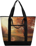 Insulated Shopping BagLarge Reusable Cooler Bags Autumn Scene Printed Foldable Shopping BagTravel Waterproof Shoulder Bag