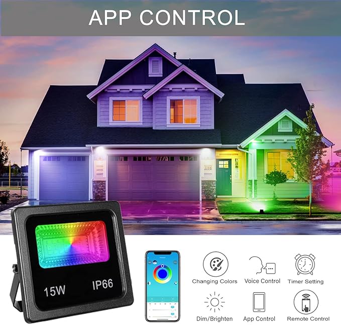 Z 150W Led Color Changing Flood Lights Multi Colors RGB Uplighting with Remote IP66 Waterproof Stage Light Dimmable Colored LED Lights Floor for Christmas Party Outdoor Indoor Decor - 2 Pack