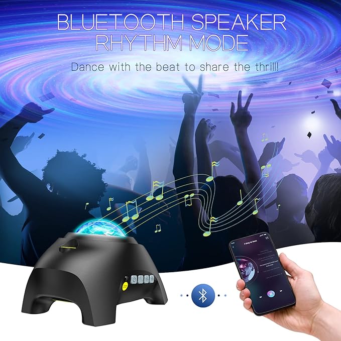 Northern Galaxy Light Aurora Projector with 33 Light Effects Night Lights LED Star Projector for Bedroom Nebula Lamp Remote Control White Noises Bluetooth Speaker for Parties Jet Black
