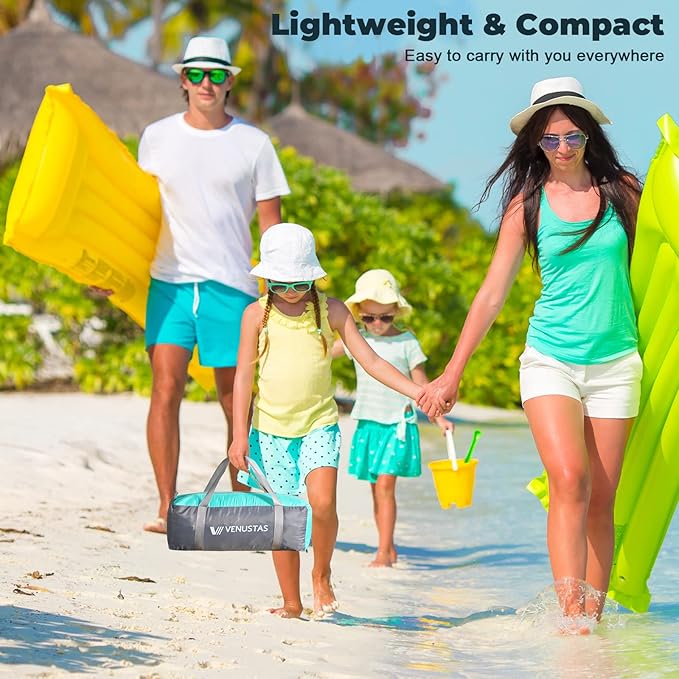 Venustas Beach Tent Sun Shelter for 3/4-5/6-7/8-10 Person UPF 50+ UV Protection Beach Canopy Lightweight and Easy Setup Cabana Portable Shade Tent