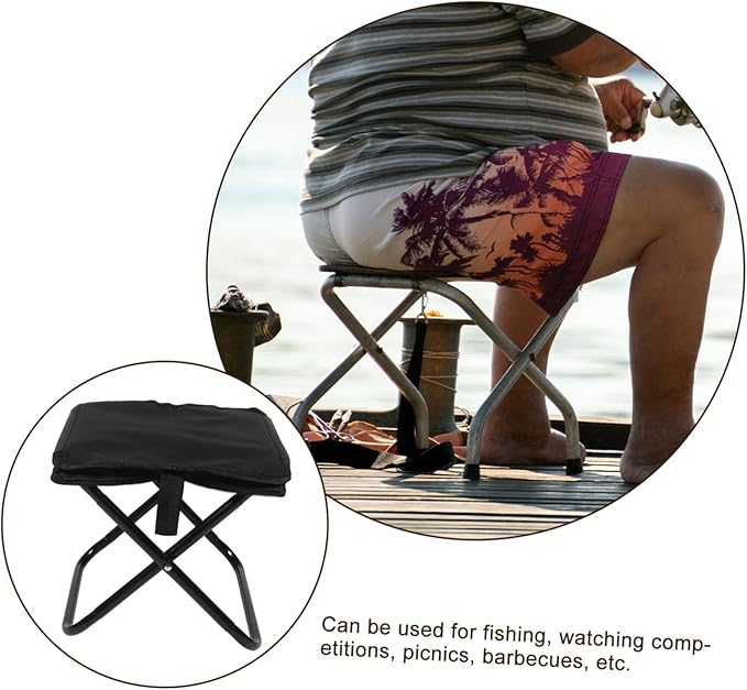Kisangel Space Saving Stool Heavy Duty Stool Lightweight Oxford Material for Camping Hiking Picnics