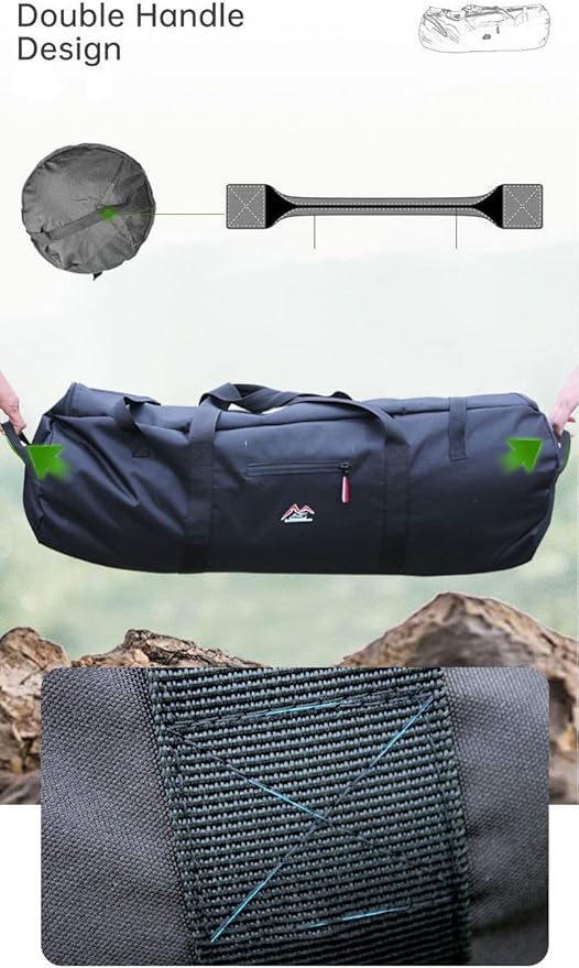 Large Capability Folding Tent Storage Carry Bag Waterproof Luggage Pack Pouch for Camping Hiking Picnic Organizer Walking Holder (Black-XL)