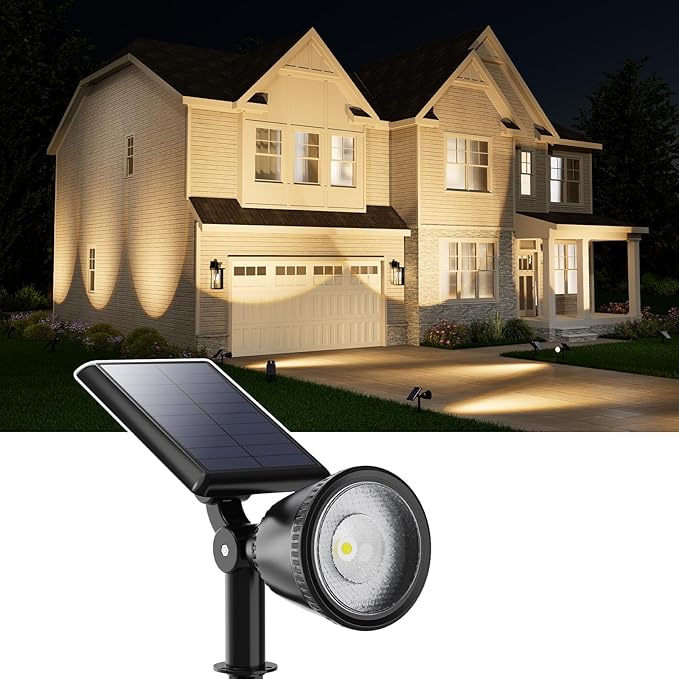Solar Powered Spot Lights Outdoor Waterproof Super Bright LED Yard Spotlights for Tree Flag Lawn Sculpture Dusk to Dawn Landscape Uplighting for Outside House Wall Garden Backyard Walkway Driveway