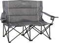 TIMBER RIDGE 2 Person Folding Loveseat Comfortable Double Foldable Camping Chair Folding Lawn chairs for Outside Grey