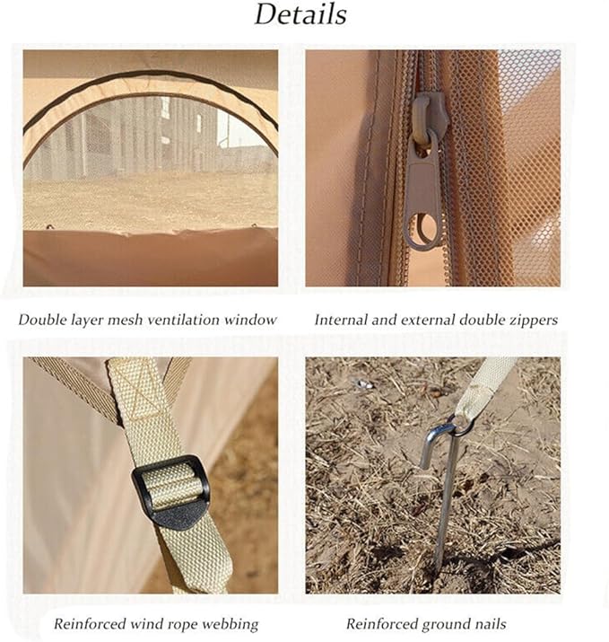 Large Luxury Inflatable Camping Tent Cotton Canvas Tent Breathable and Waterproof Air Tent with Skylight and Stove Jack Hole for for 4-6-8-10 Person Family Camping