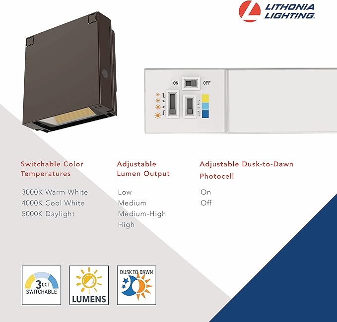 Lithonia Lighting WPX0 LED ALO SWW2 MVOLT PE DDBXD M2 Switchable Outdoor MVOLT Photocell Wallpack Dark Bronze